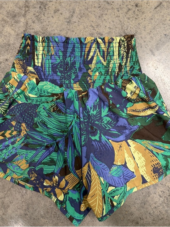 aerie Pants - aerie offline Tropical Floral Smocked Waist Shorts - Green, Blue & Yellow
